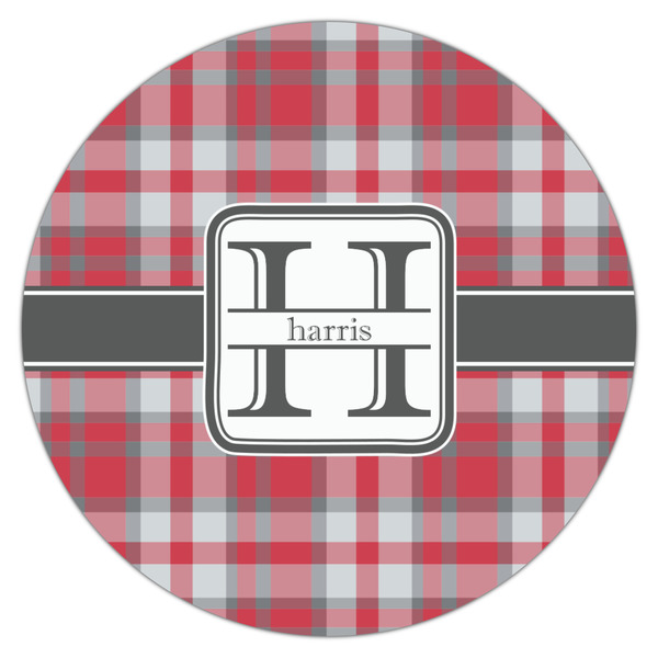 Red & Gray Plaid Icing Circle - Large - Single