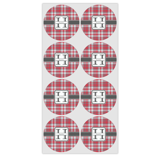 Red & Gray Plaid Icing Circle - Medium - Set of 8
