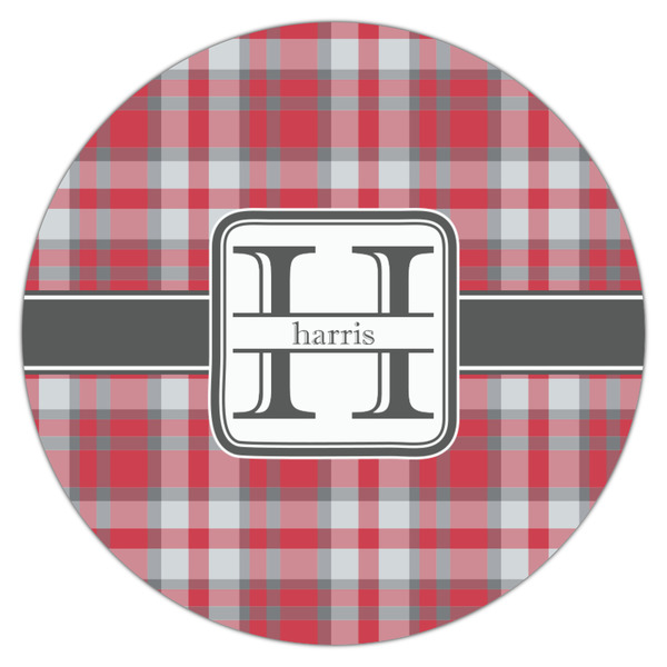Red & Gray Plaid Icing Circle - Medium - Single