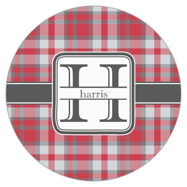 Red & Gray Plaid Icing Circle - Small - Single