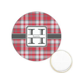 Red & Gray Plaid Printed Cookie Topper - 1.25" (Personalized)