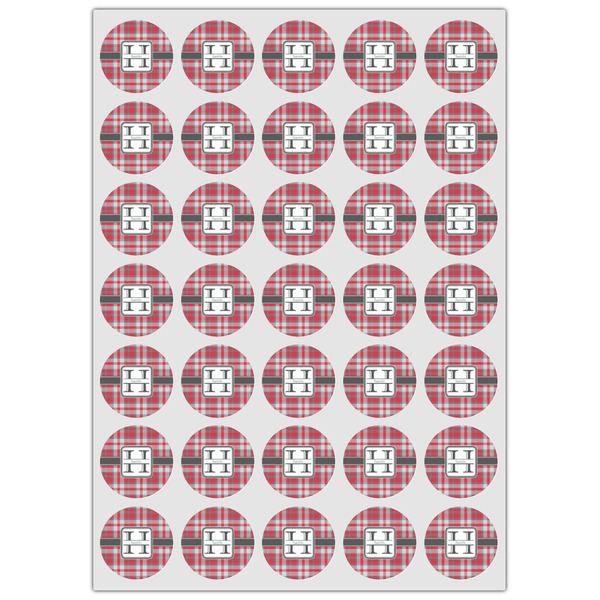 Red & Gray Plaid Icing Circle - XSmall - Set of 35