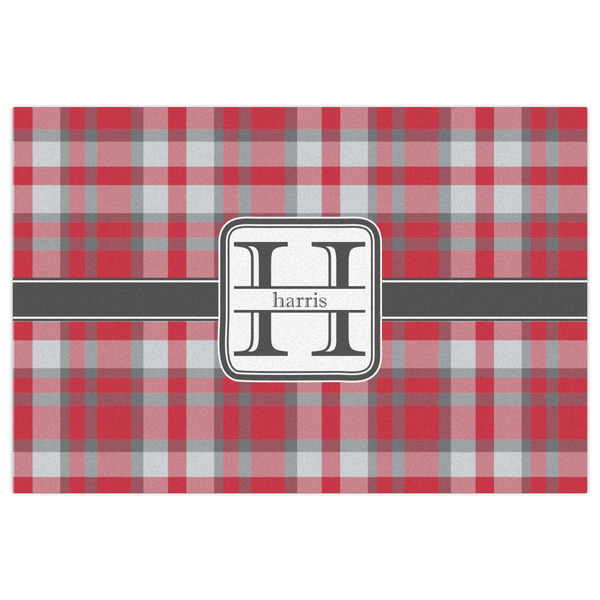 Red & Gray Plaid Indoor / Outdoor Rug - 2'x3' - Front Flat