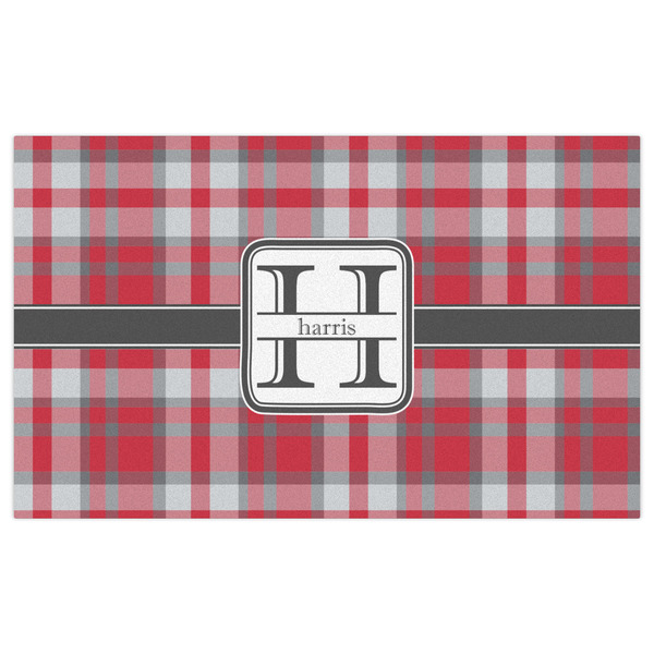 Red & Gray Plaid Indoor / Outdoor Rug - 3'x5' - Front Flat