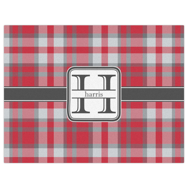 Red & Gray Plaid Indoor / Outdoor Rug - 6'x8' - Front Flat