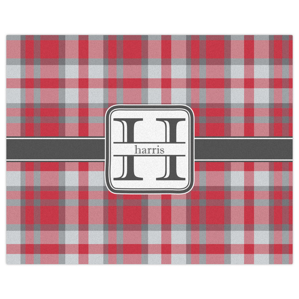 Red & Gray Plaid Indoor / Outdoor Rug - 8'x10' - Front Flat