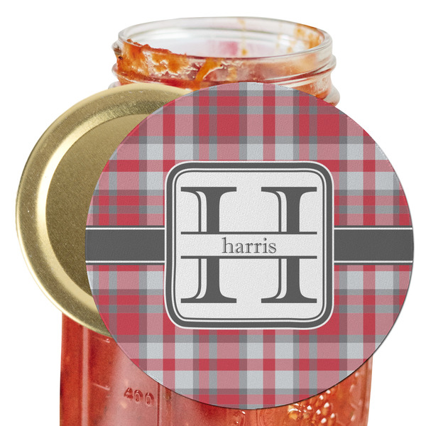 Custom Red & Gray Plaid Jar Opener (Personalized)