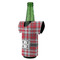 Red & Gray Plaid Jersey Bottle Cooler - ANGLE (on bottle)