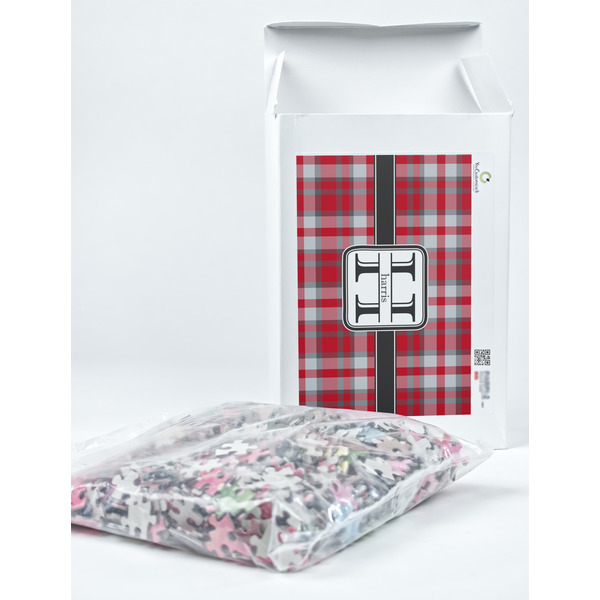 Red & Gray Plaid Jigsaw Puzzle 1014 Piece - Box