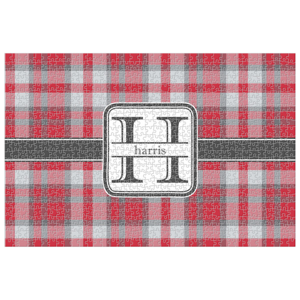Custom Red & Gray Plaid 1014 pc Jigsaw Puzzle (Personalized)