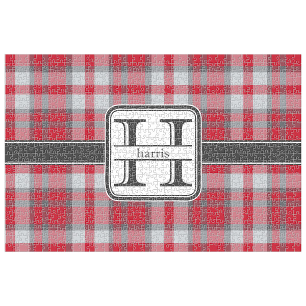 Custom Red & Gray Plaid Jigsaw Puzzle - 1000-piece (Personalized)