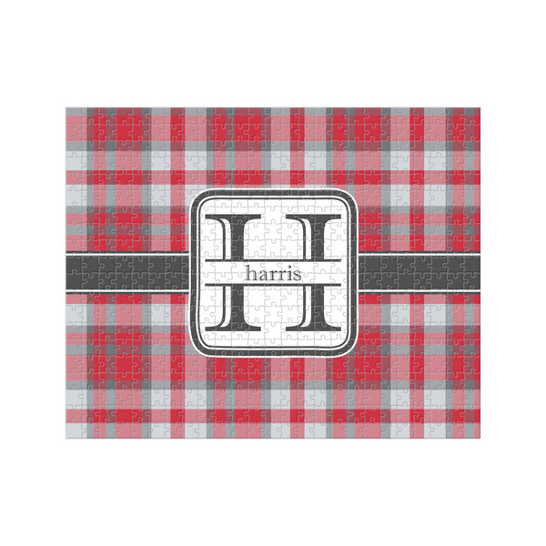 Custom Red & Gray Plaid 500 pc Jigsaw Puzzle (Personalized)