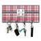 Red & Gray Plaid Key Hanger w/ 4 Hooks & Keys