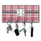 Red & Gray Plaid Key Hanger w/ 4 Hooks w/ Name and Initial