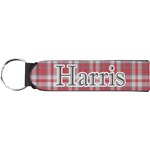 Red & Gray Plaid Neoprene Keychain Fob (Personalized)