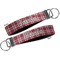 Red & Gray Plaid Key-chain - Metal and Nylon - Front and Back