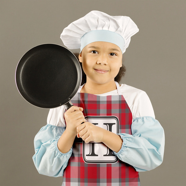 Red & Gray Plaid Kid's Aprons - Medium - Lifestyle