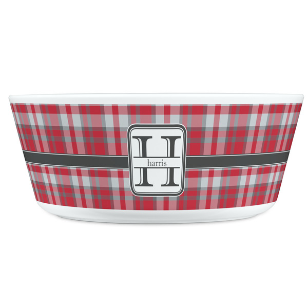 Red & Gray Plaid Kids Bowls - FRONT