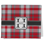 Red & Gray Plaid Kitchen Towel - Poly Cotton w/ Name and Initial