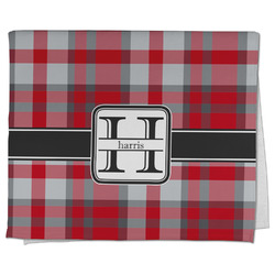 Red & Gray Plaid Kitchen Towel - Poly Cotton w/ Name and Initial