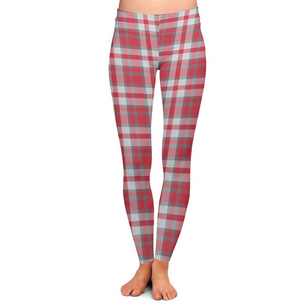 Custom Red & Gray Plaid Ladies Leggings - 2X-Large