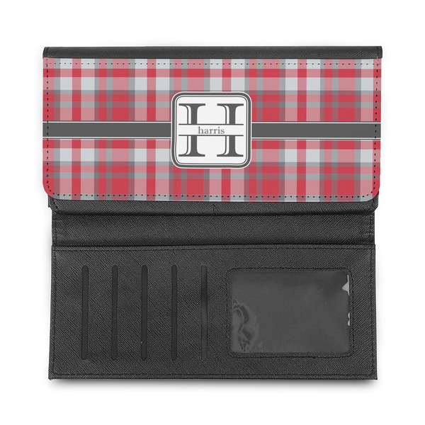 Red & Gray Plaid Ladies Wallet - Half Way Open