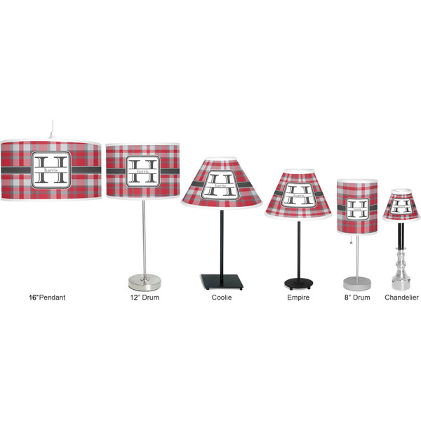 Red & Gray Plaid Lamp Full View Size Comparison