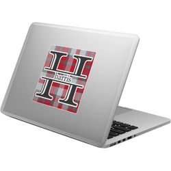 Red & Gray Plaid Laptop Decal (Personalized)