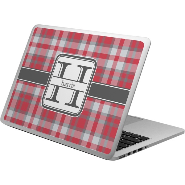 Custom Red & Gray Plaid Laptop Skin - Custom Sized (Personalized)