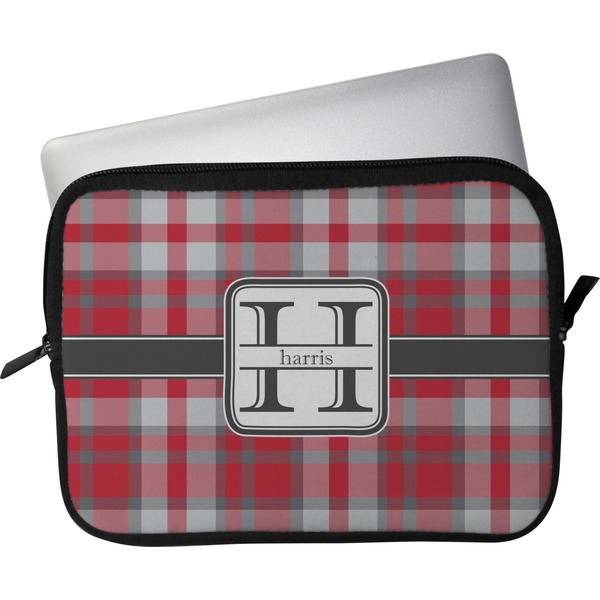 Custom Red & Gray Plaid Laptop Sleeve / Case (Personalized)