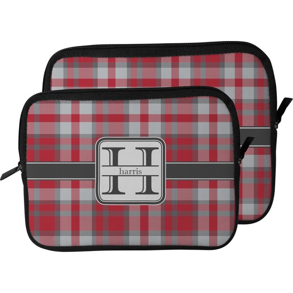 Red & Gray Plaid Laptop Sleeve (Size Comparison)
