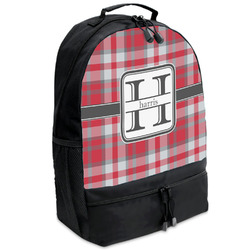 Red & Gray Plaid Backpacks - Black (Personalized)