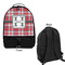 Red & Gray Plaid Large Backpack - Black - Front & Back View