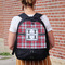 Red & Gray Plaid Large Backpack - Black - On Back