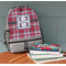 Red & Gray Plaid Large Backpack - Gray - On Desk