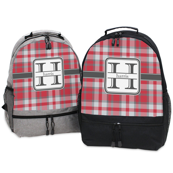 Red & Gray Plaid Large Backpacks - Both