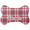 Red & Gray Plaid Bone Shaped Dog Food Mat (Large) (Personalized)