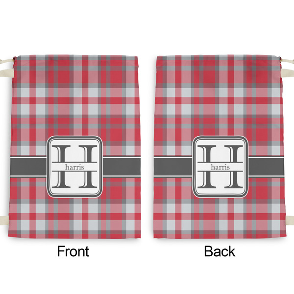 Red & Gray Plaid Large Laundry Bag - Front & Back View