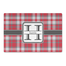 Red & Gray Plaid Large Rectangle Car Magnet (Personalized)