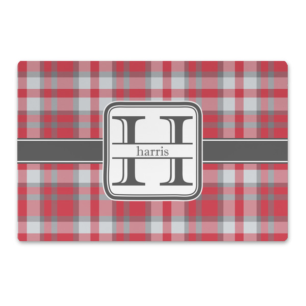 Custom Red & Gray Plaid Large Rectangle Car Magnet (Personalized)