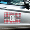 Red & Gray Plaid Large Rectangle Car Magnets- In Context