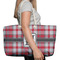 Red & Gray Plaid Large Rope Tote Bag - In Context View