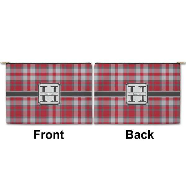 Red & Gray Plaid Large Zipper Pouch Approval (Front and Back)