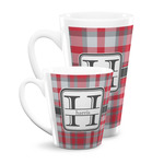 Red & Gray Plaid Latte Mug (Personalized)