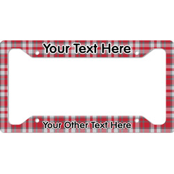 Red & Gray Plaid License Plate Frame - Style A (Personalized)