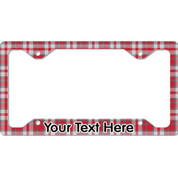 Red & Gray Plaid License Plate Frame - Style C (Personalized)