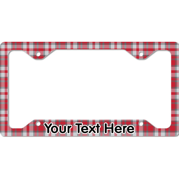 Custom Red & Gray Plaid License Plate Frame - Style C (Personalized)