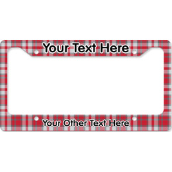 Red & Gray Plaid License Plate Frame - Style B (Personalized)