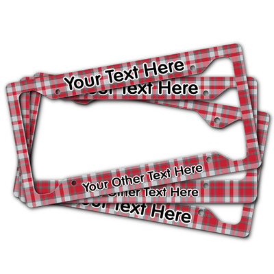 Red & Gray Plaid License Plate Frame (Personalized)