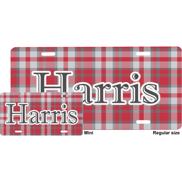 Red & Gray Plaid License Plate (Sizes)